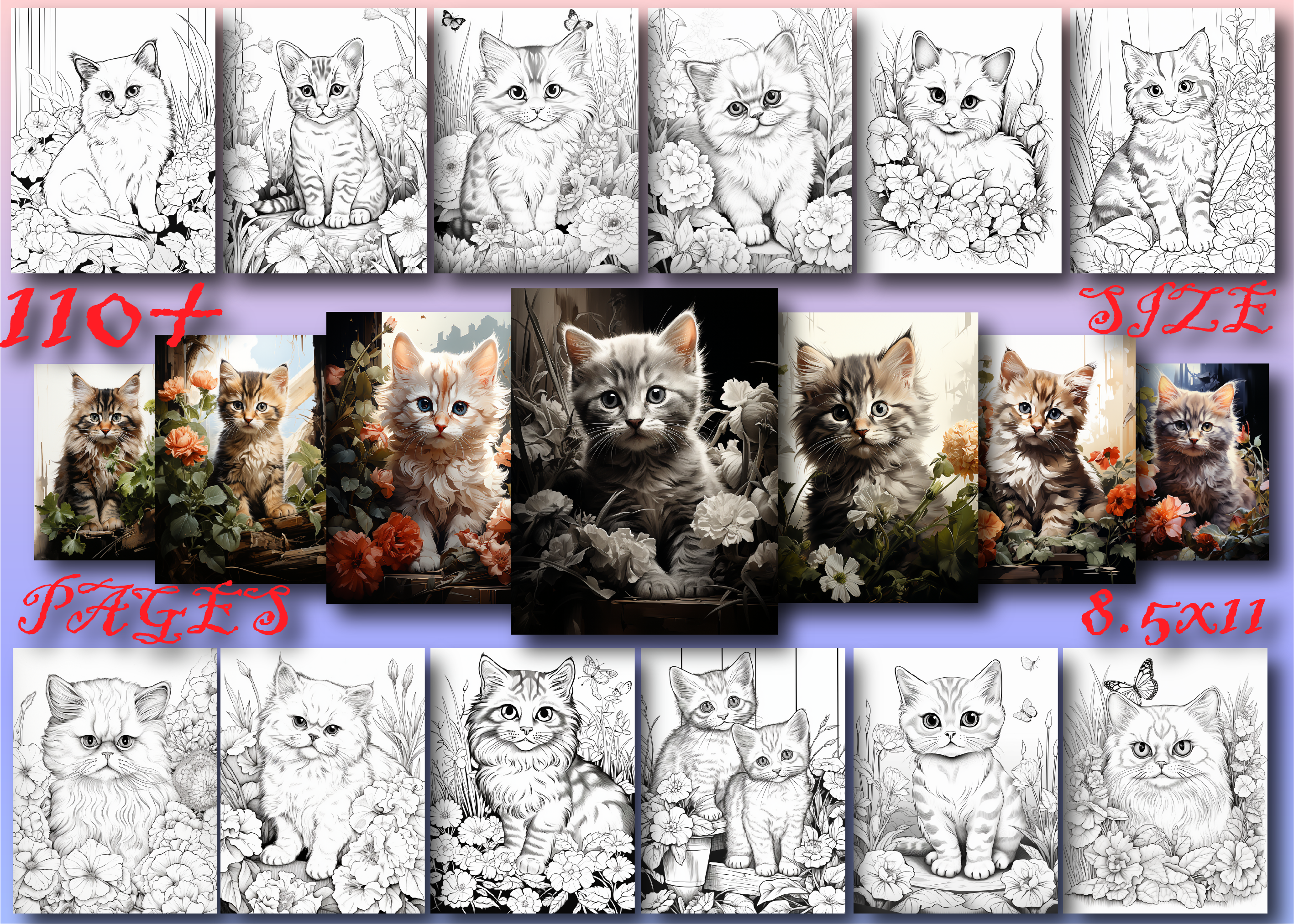 Cute Baby Cat Coloring Book for Kids