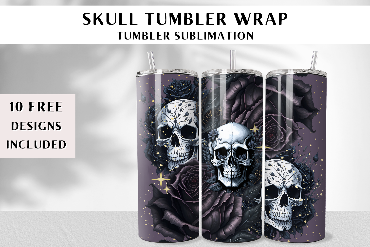 Floral Skull Tumbler Wrap 20oz Skinny Graphic by Lily Kairie · Creative ...