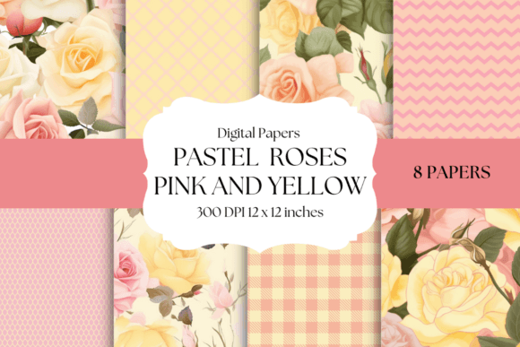 Pastel Roses Pink and Yellow Backgrounds Gráfico Fondos Por More Paper Than Shoes