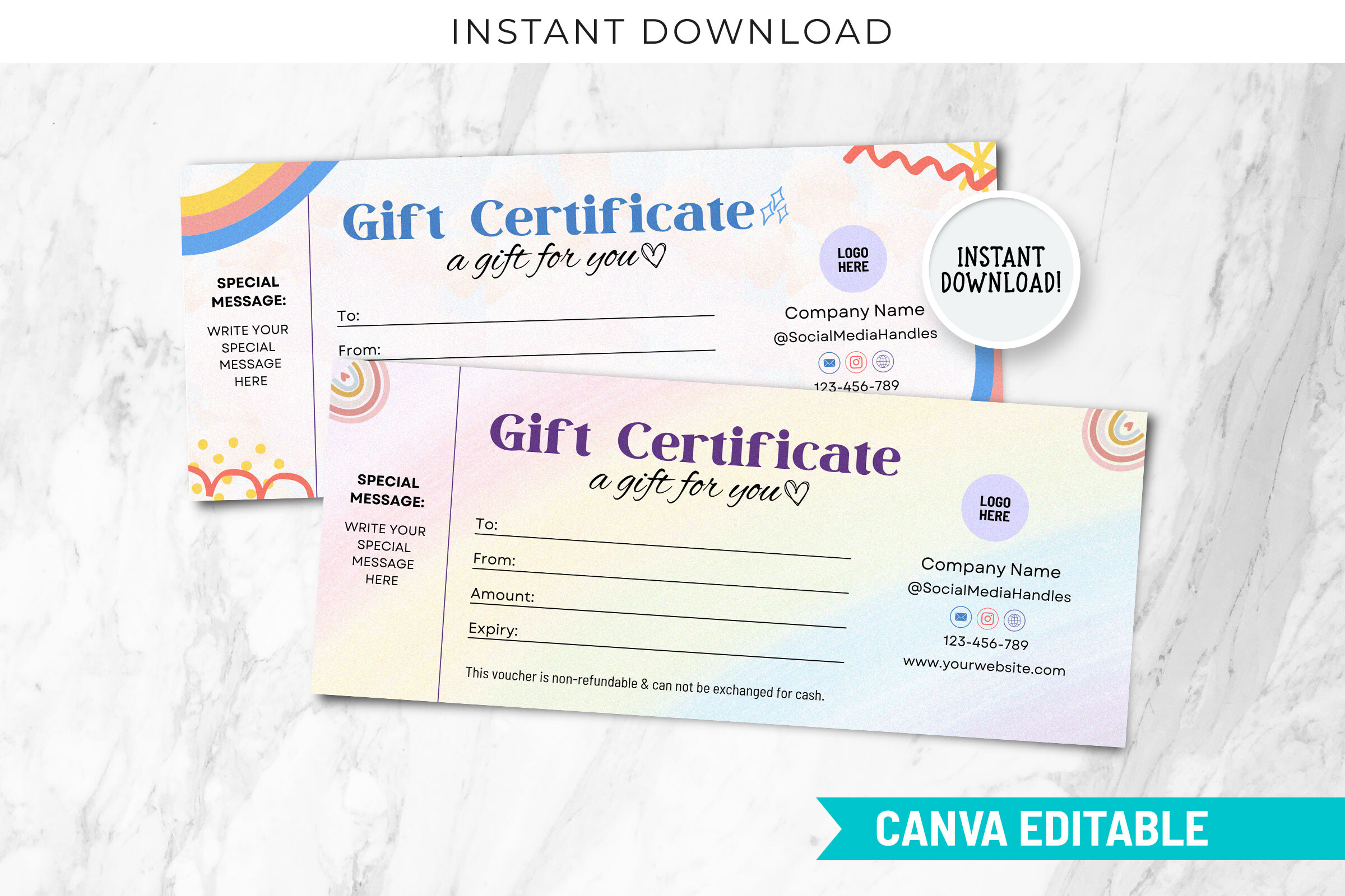 Printable Rainbow Gift Certificate