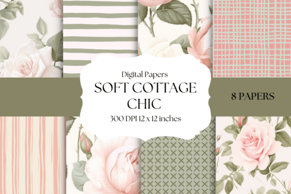 Soft Cottagecore Chic Digital Papers Graphic Backgrounds By More Paper Than Shoes