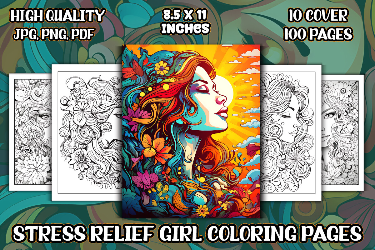 Stress Relief Girl Coloring Pages Graphic by protabsorkar11 · Creative ...