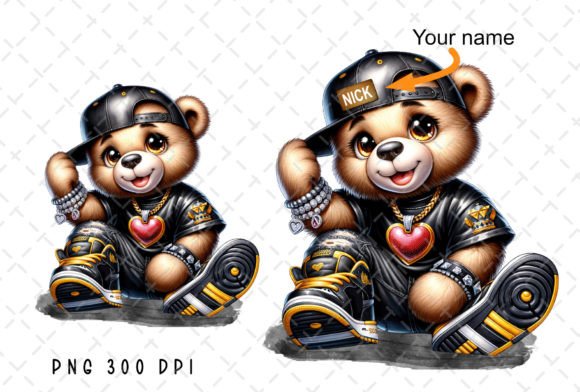 Teddy Bear Hip Hop Brown Cartoon PNG Graphic Illustrations By Flora Co Studio