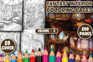 200 Fantasy Interior Coloring Pages V -2 Graphic by Printable Crafts ...
