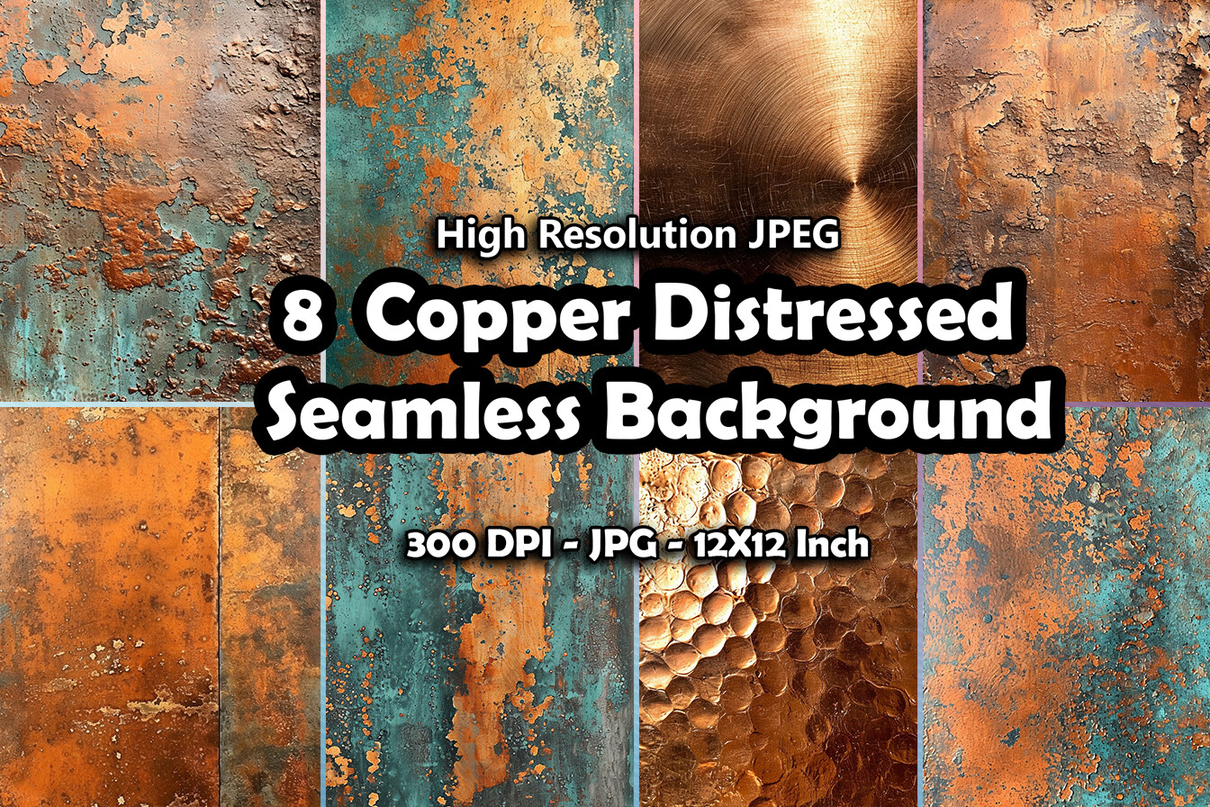 8 Copper Distressed Seamless Background
