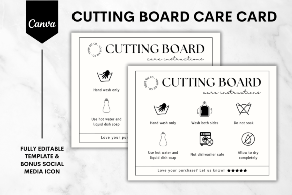 Cutting Board Care Card Canva Template 2