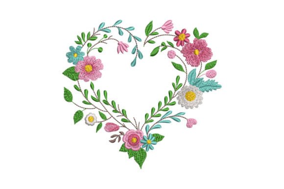Flower Heart Couronne de Fleurs Design de Broderie Par EmbArt