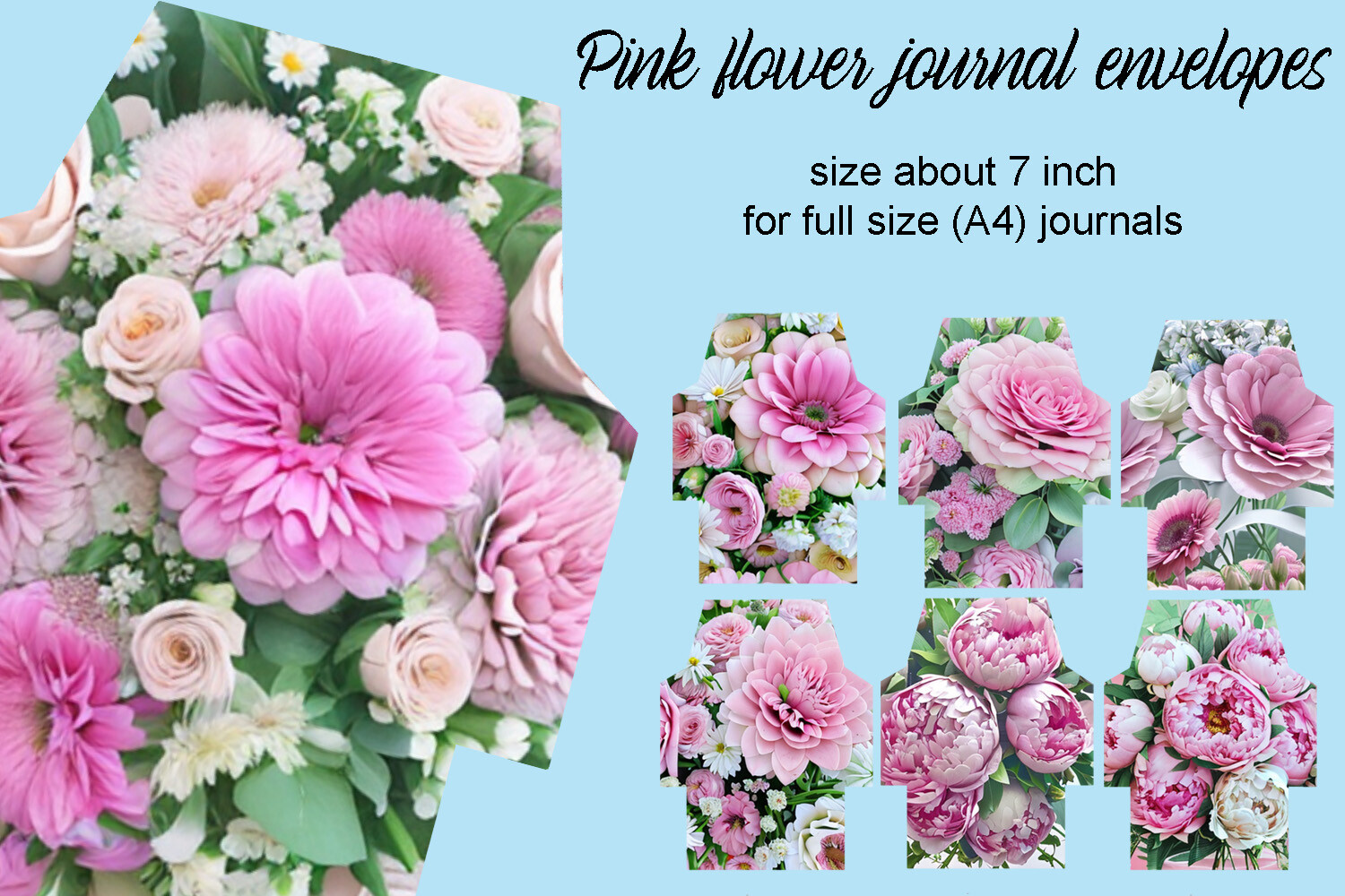 Pink Flower Journal Envelopes Graphic by Andrea Kostelic · Creative Fabrica