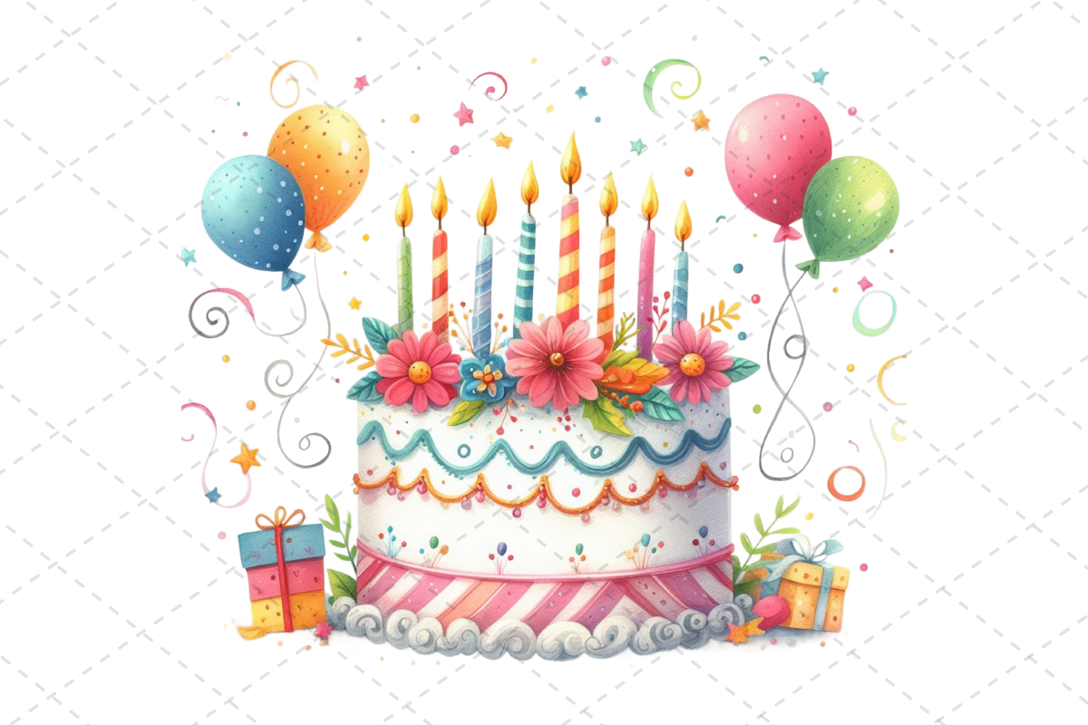 Watercolor Birthday Cake Clipart Graphic by Design Store · Creative Fabrica