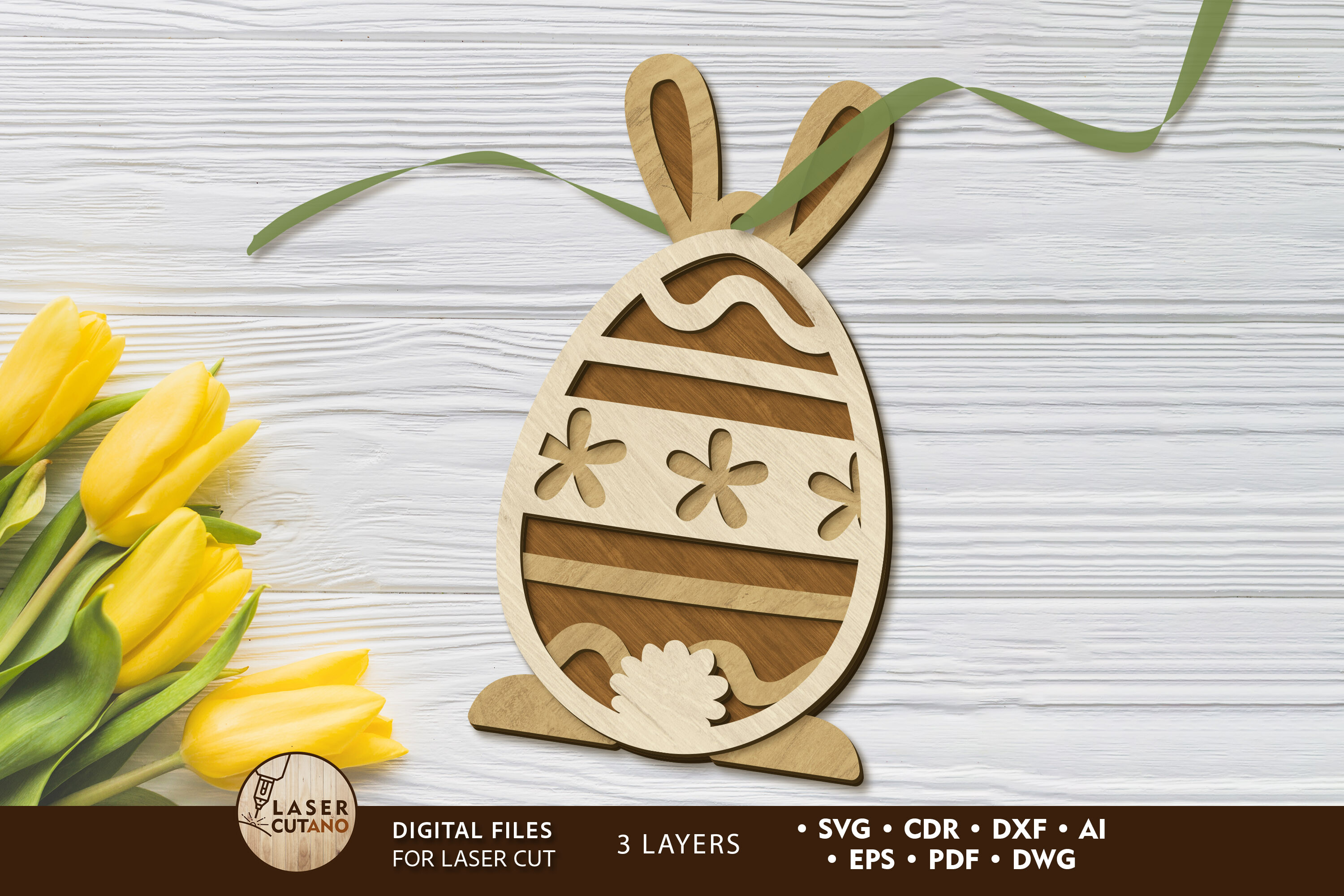 Easter Bunny Egg Decoration, Cut File · Creative Fabrica