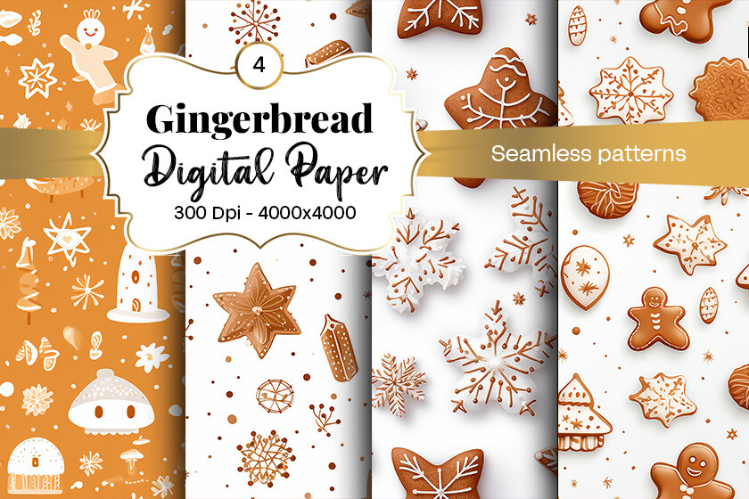 Gingerbread Digital Paper Patterns Graphic by hassanaasi001 · Creative ...