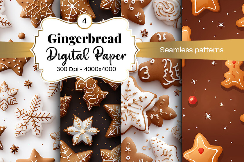 Gingerbread Digital Paper Patterns Graphic by hassanaasi001 · Creative ...