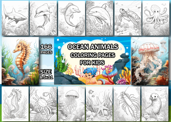 Ocean Animals Coloring Book for Kids