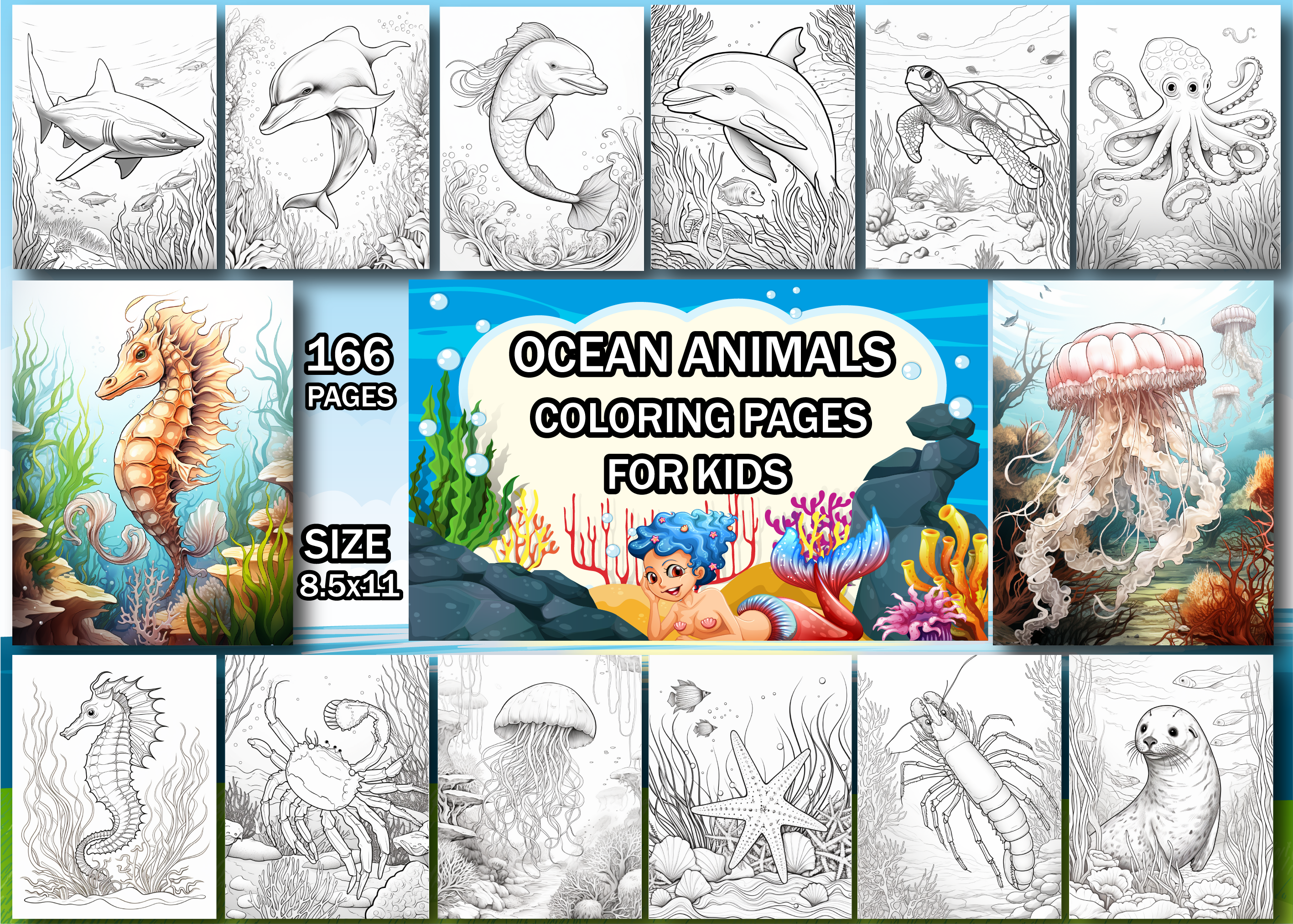 Ocean Animals Coloring Book for Kids
