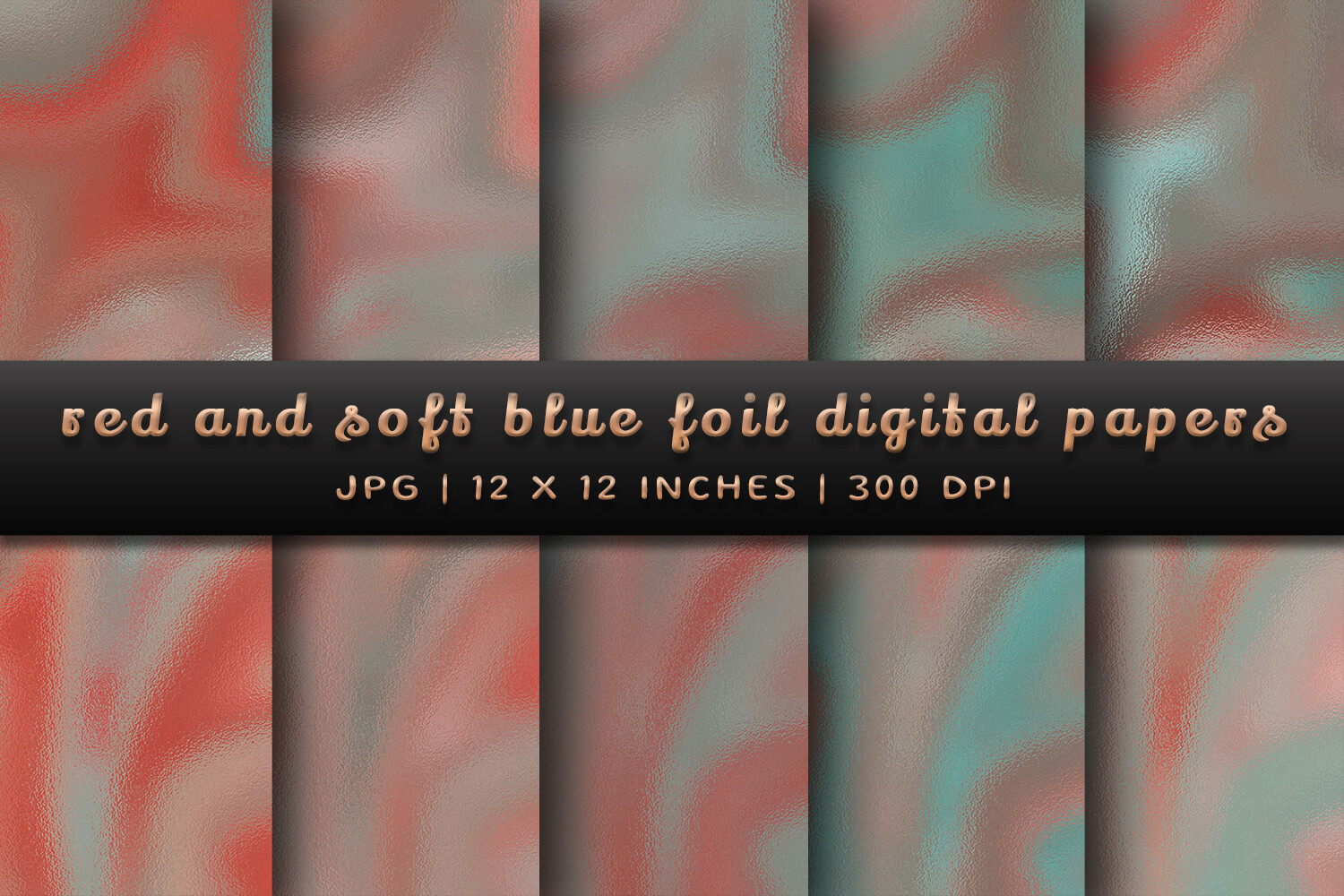 Red and Soft Blue Foil Digital Papers Graphic by Pugazh Logan ...