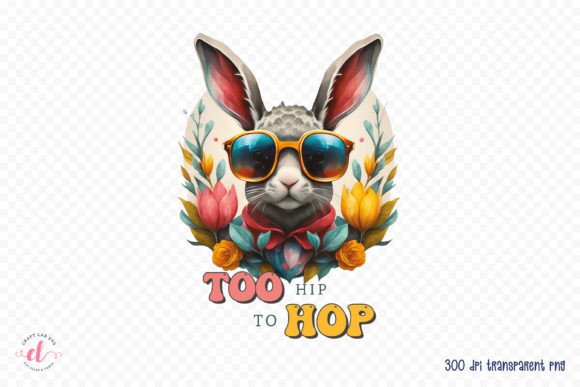 Preview of Too Hip to Hop - Easter Sublimation PNG T-shirt, sticker, and sublimation design