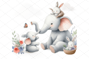 Watercolor Mother & Baby Animals Clipart Graphic by Design Store ...