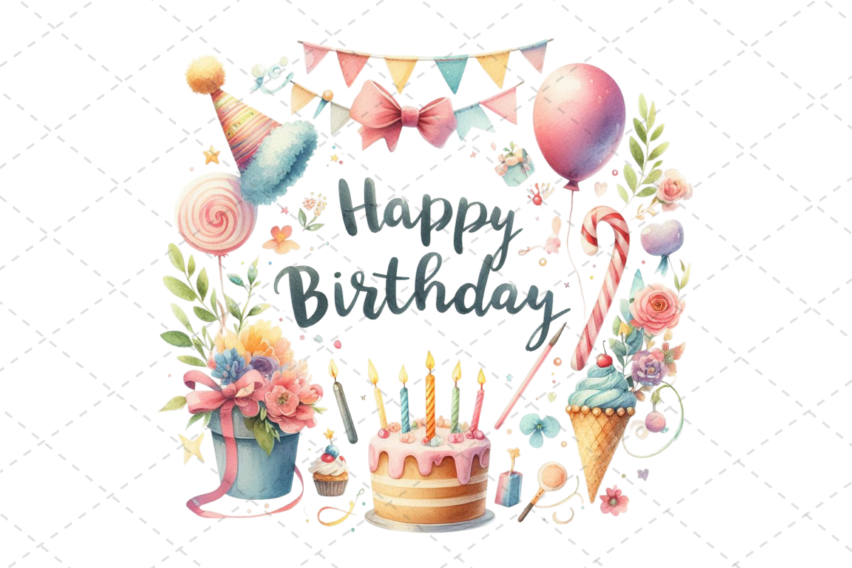 Watercolor Birthday Cake & Art Clipart Graphic by Design Store ...