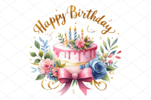 Watercolor Birthday Cake & Art Clipart Graphic by Design Store ...