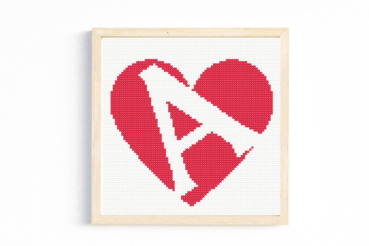 A Monogram in Heart Cross Stitch Pattern