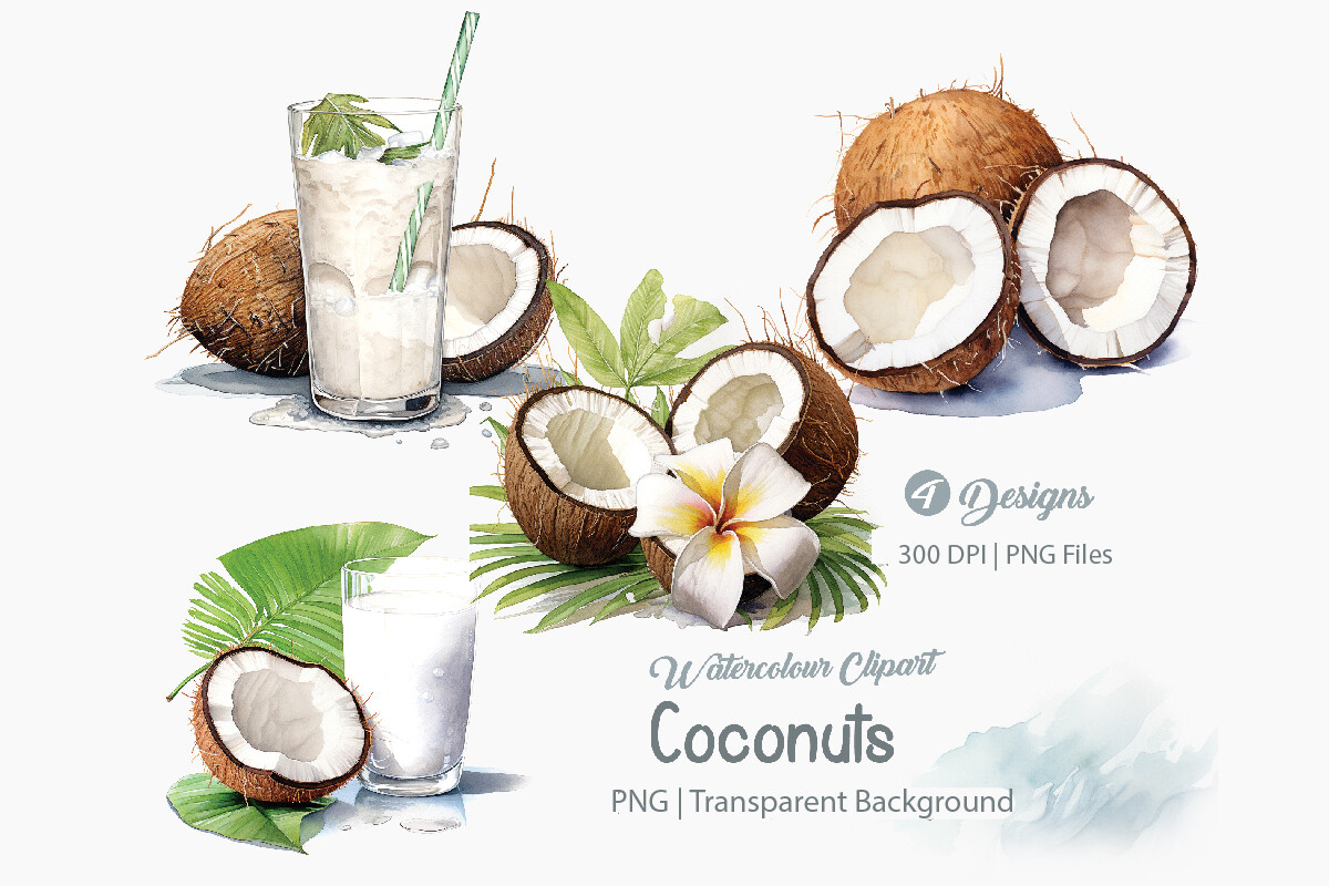 Coconuts Clipart, PNG Bundle Graphic by Creationx Space · Creative Fabrica