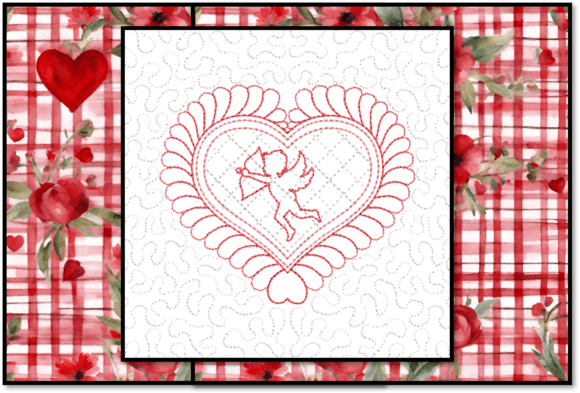 Cupid Heart Feather Quilt Block