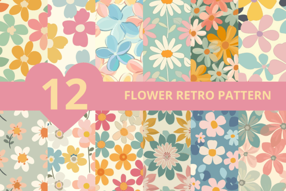 Flower Retro Pattern Graphic Patterns By StickersbyBabi