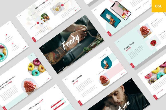 Preview of Foody - Food Google Slides Template food presentation template