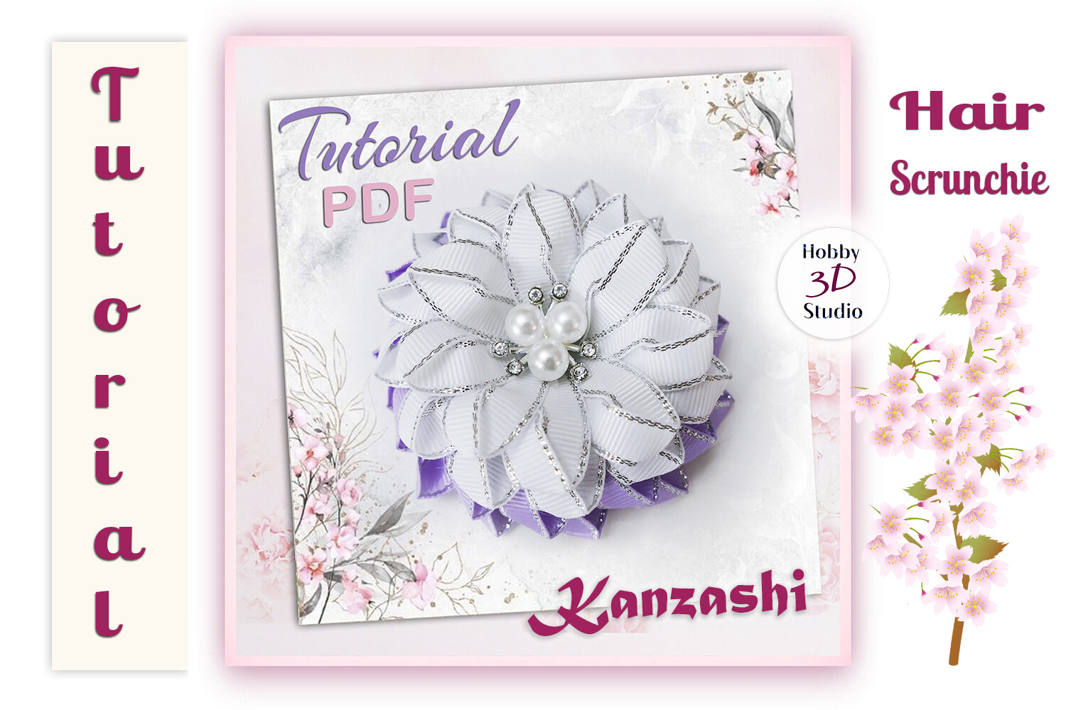 Kanzashi Flower Hair Scrunchie Tutorial