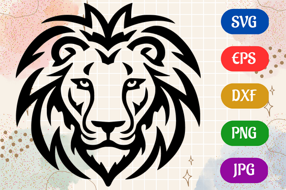 Lion | Black SVG Vector Silhouette 2D Gráfico Ilustrações em IA Por Creative Oasis