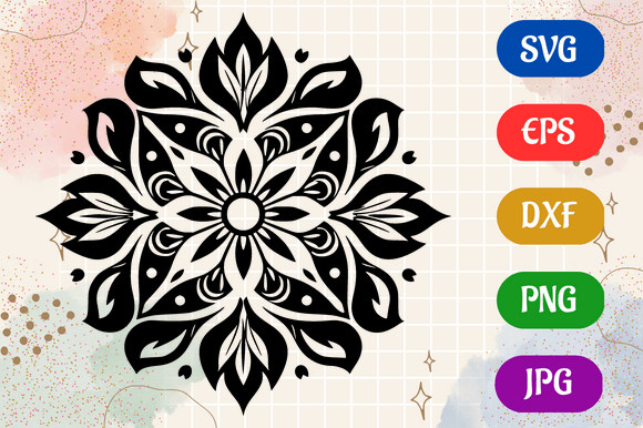 Mandala, Black Isolated SVG Icon Digital Grafica Illustrazioni AI Di Creative Oasis