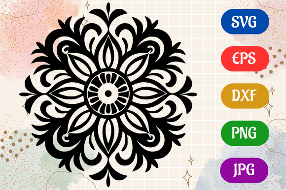 Mandala | Black SVG Vector Silhouette 2D Graphic AI Illustrations By Creative Oasis