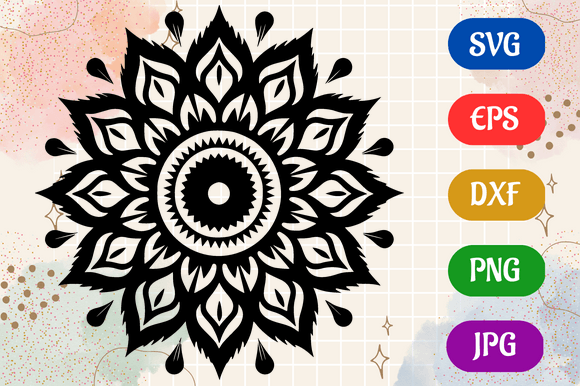 Mandala | Black SVG Vector Silhouette 2D Graphic AI Illustrations By Creative Oasis
