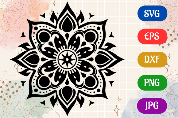 Mandala | Black and White Logo Vector Graphic AI Illustrations By Creative Oasis