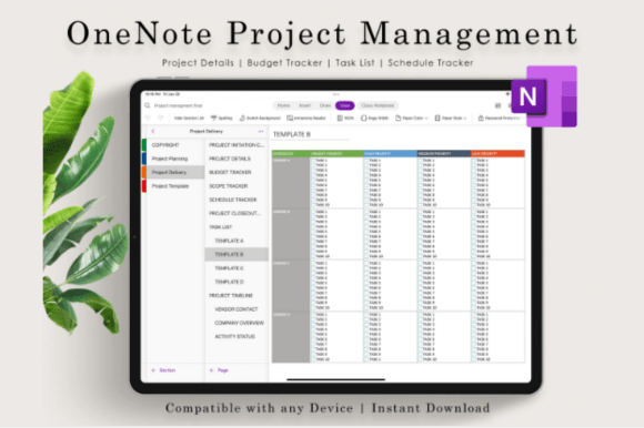 Onenote Digital Planner, Project Planner