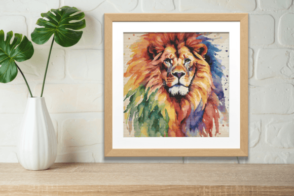 Rainbow Lion Cross Stitch Pattern