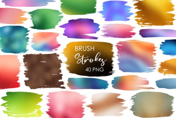 Set of Colorful Brush Stroke PNG Clipart