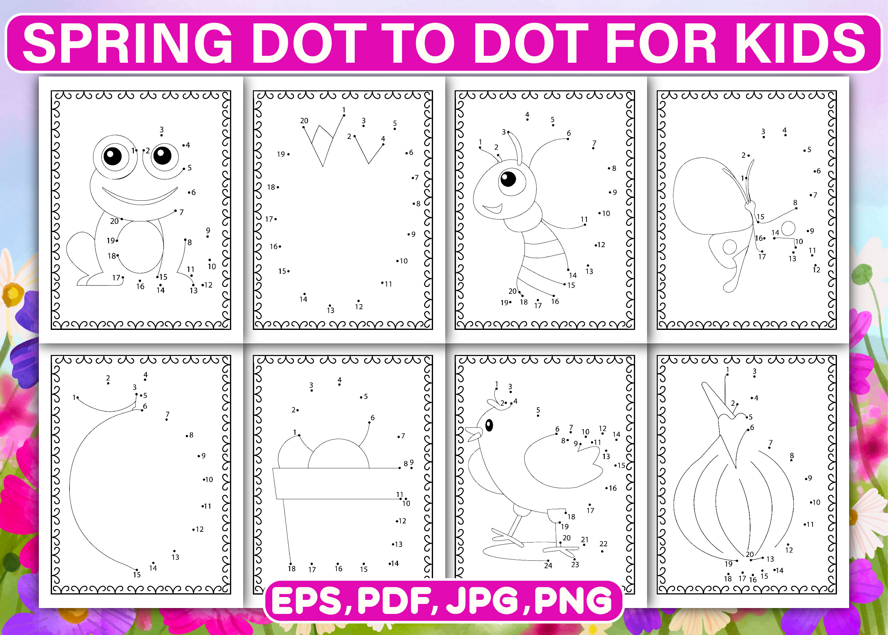 Spring Dot to Dot Activity Book for Kids Graphic by Asma Store ...