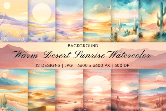 Warm Desert Sunrise Watercolor BG
