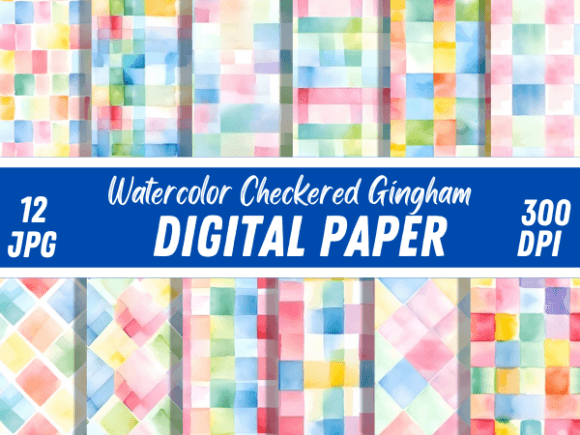 Watercolor Colorful Checkered Patterns