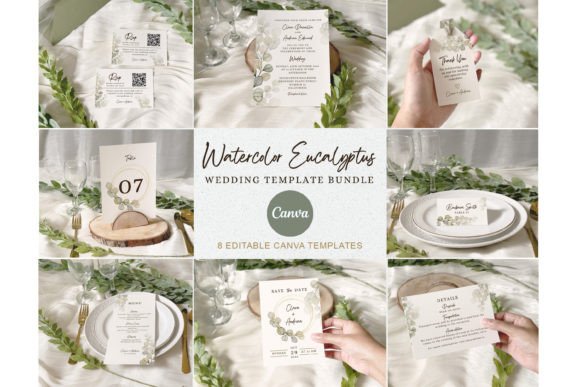 Watercolor Eucalyptus Wedding Invitation