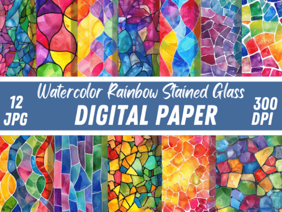 Watercolor Rainbow Stained Glass Pattern