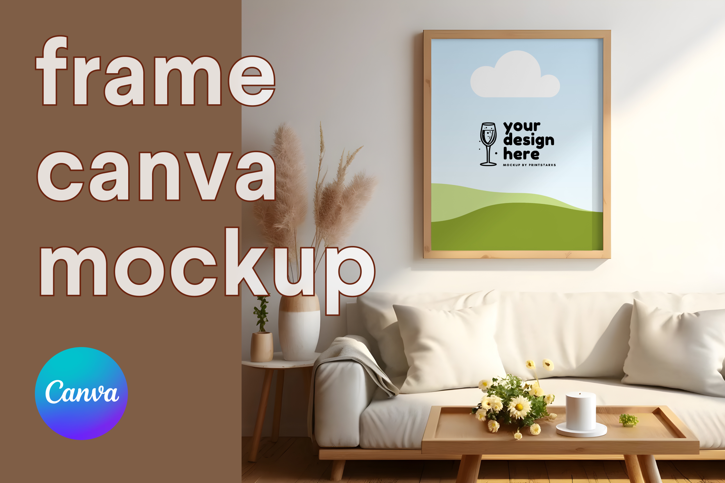 Wooden Frame Wall Art Canva Mockup
