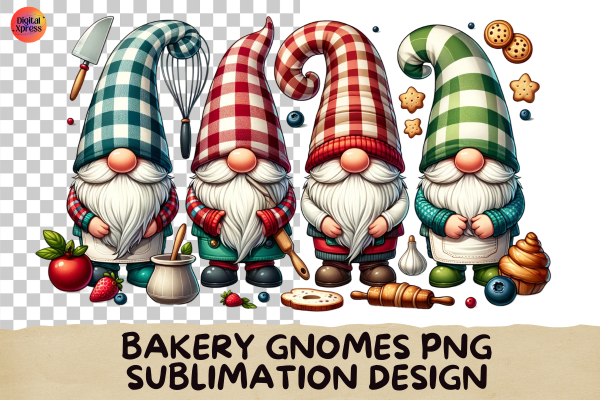 Bakery Gnomes Png Sublimation Design