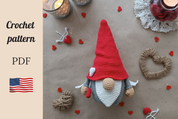 Crochet Pattern Valentine Cupid Gnome