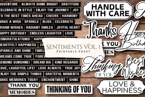Sentiments Vol. 1 Printable Sheet