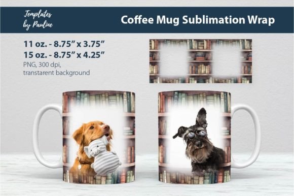Vintage Books Photo Mug Wrap Template Graphics