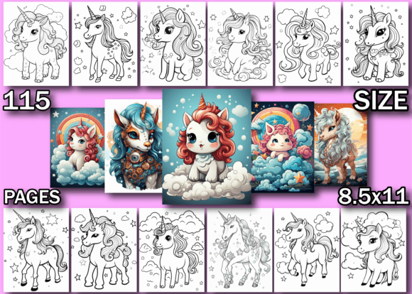 Cute Unicorn Coloring Book for Kids