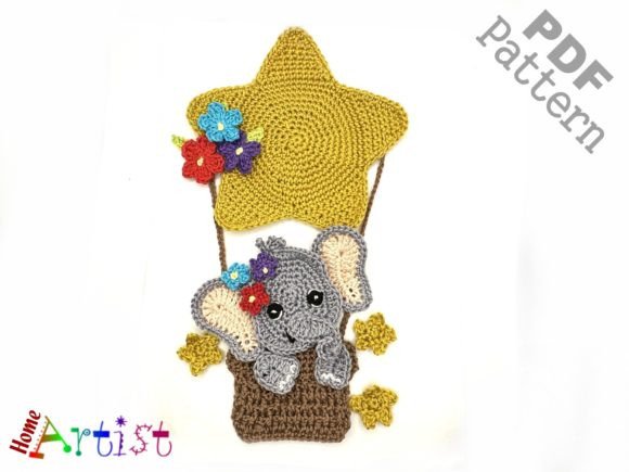 Elephant Balloon Crochet Applique Patten