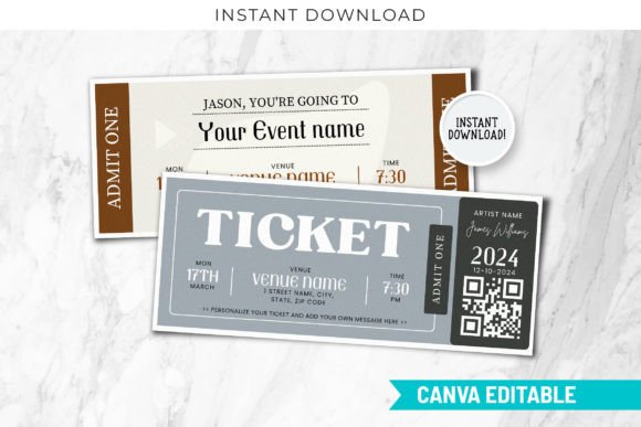Event Ticket Canva Editable Template